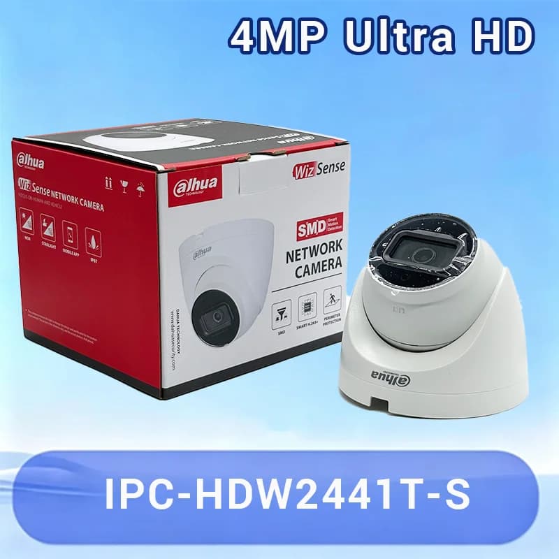 Dahua IPC-HDW2441T-S Caméra extérieure IR 4MP 4K avec microphone intégré, fente pour carte SD jusqu'