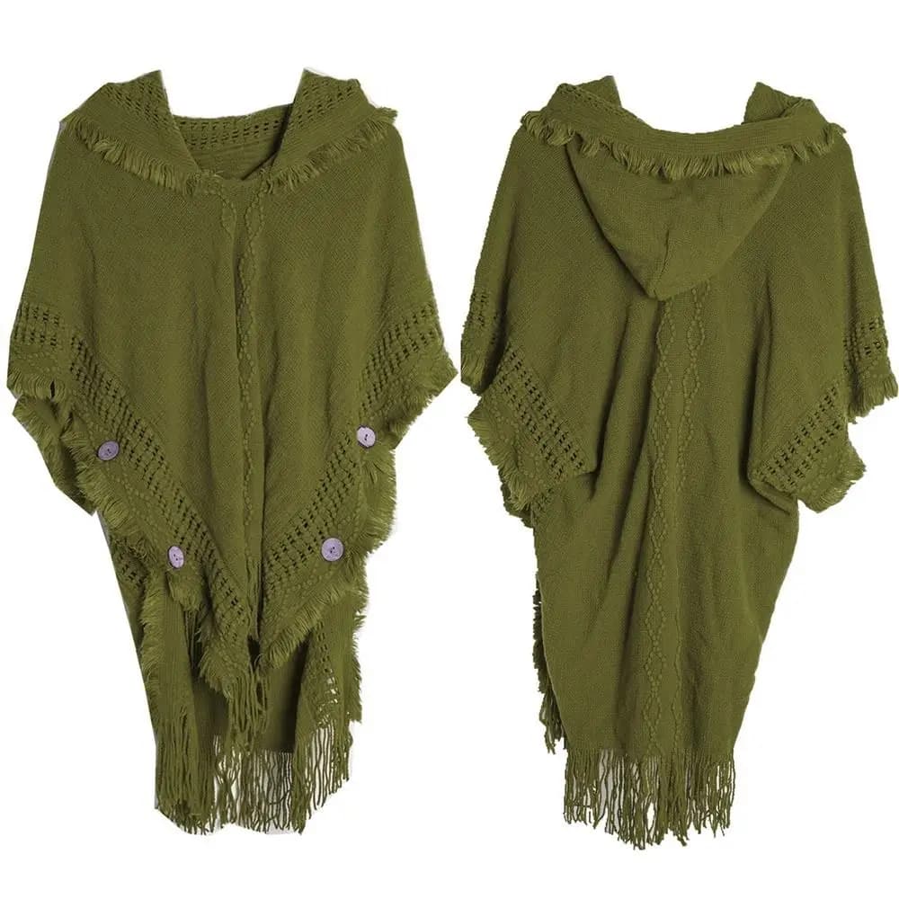 Partie de mariage bohème à capuche tricoté châle hiver chaud bouton dames gland Cape enveloppes écha
