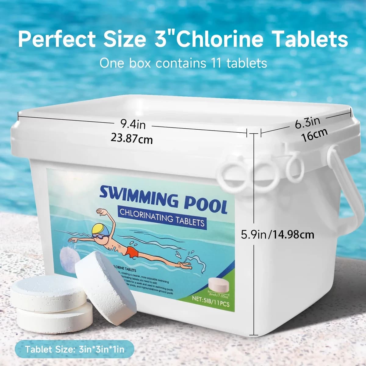 Comprimés combinés de purification de piscine, 20lb, 3 pouces, soins de piscine