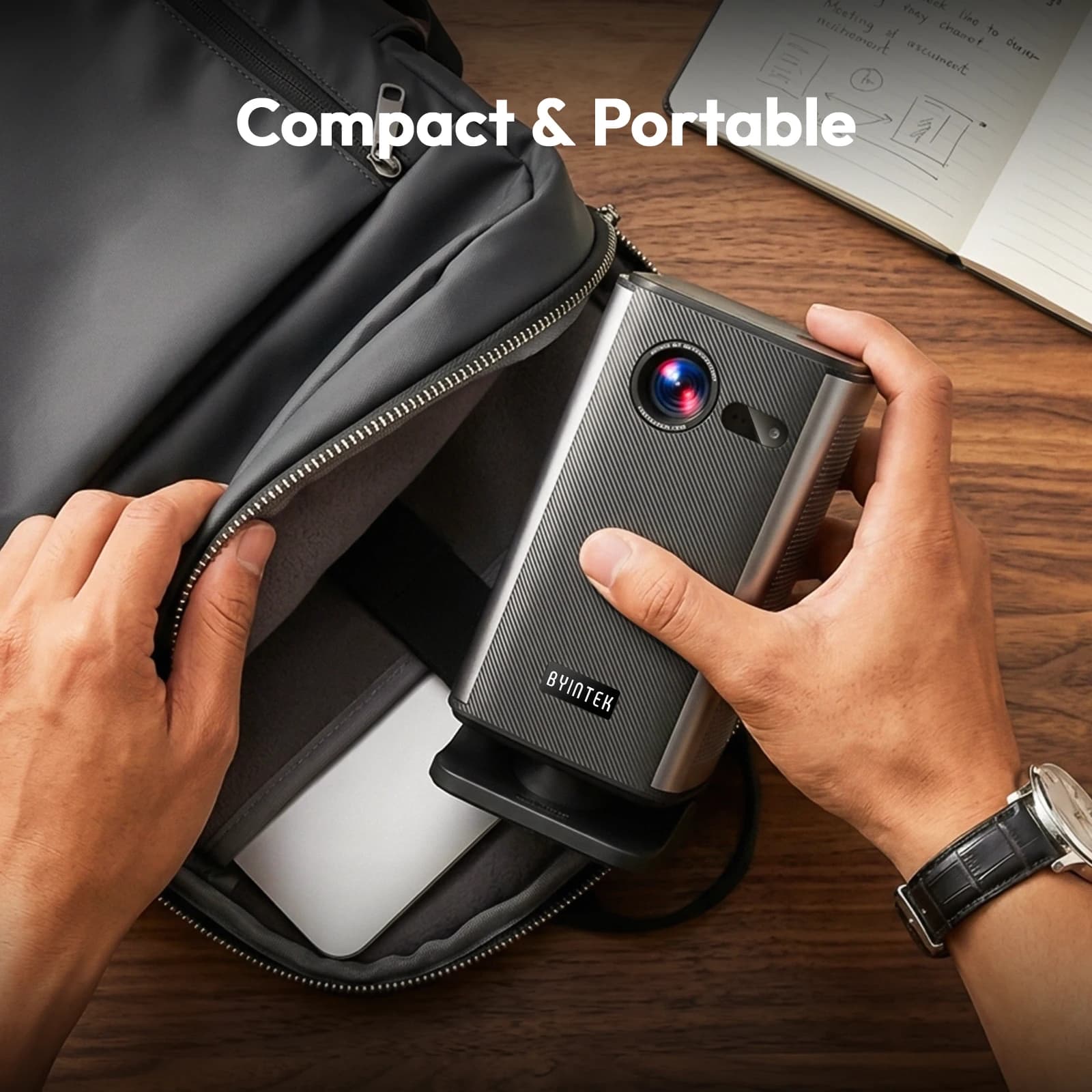 BYINTEK P70X Mini projecteur Portable avec batterie intégrée 4K Support 3D Wifi pour projecteurs de 