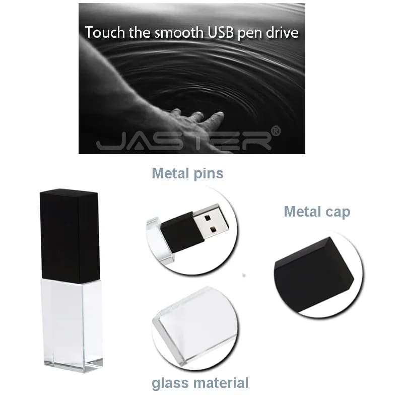 JASTER 10 PCS LOT Crystal USB 3.0 Flash Drives Cadeau De Mariage Pen Drive Logo Personnalisé Gratuit