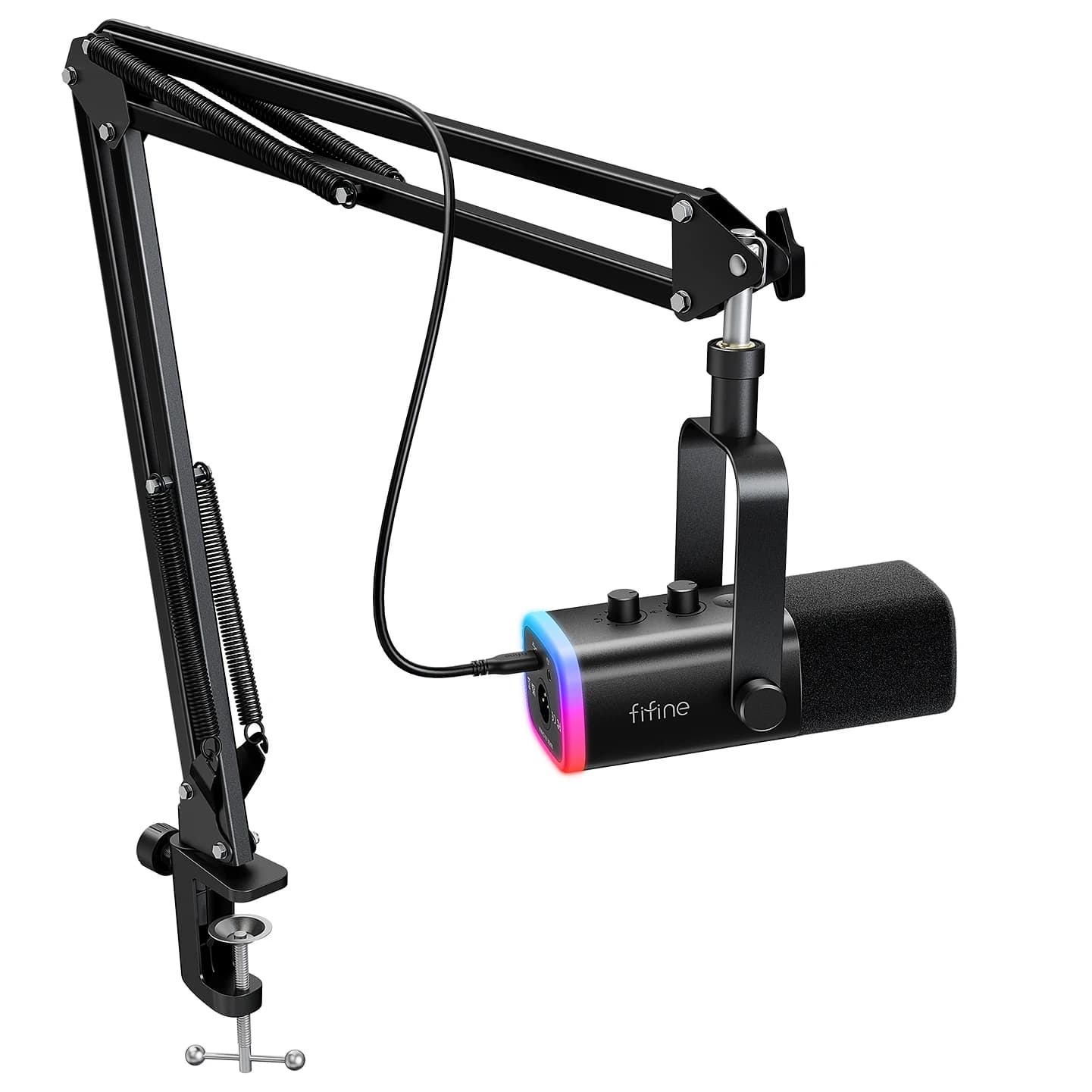 Kit de microphone de jeu FIFINE XLR/USB avec prise casque/muet/rvb/support de bras, ensemble de micr