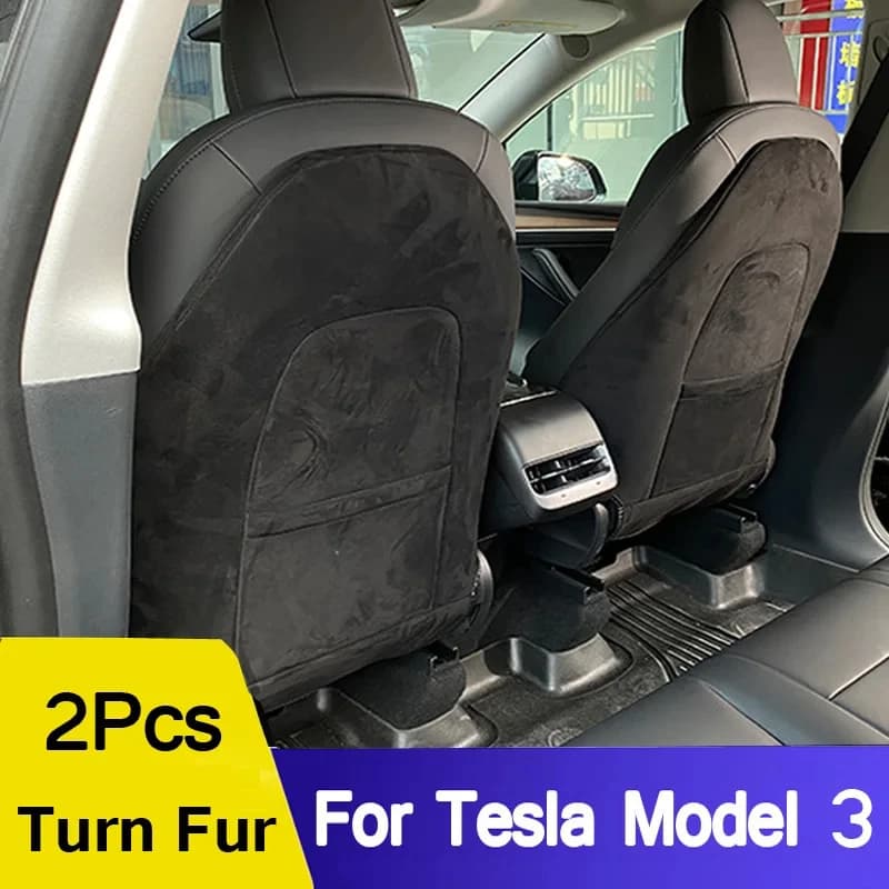 2023 pour Tesla modèle 3 2017-2023 modèle Y tour fourrure daim siège arrière Anti coup de pied prote