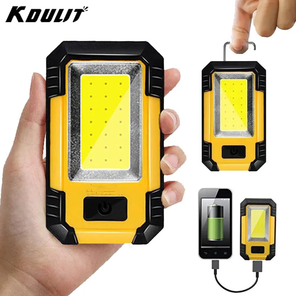 Lampe de travail Led 4000mah, Rechargeable, COB, Super brillante, avec lanterne magnétique Portable 