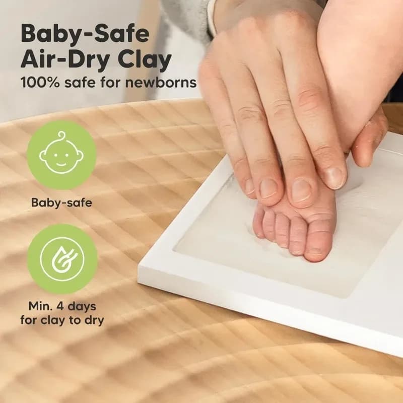 Kit d'argile pour empreintes de mains de bébé, cadre photo souvenir pour nouveau-né avec vitrine pou