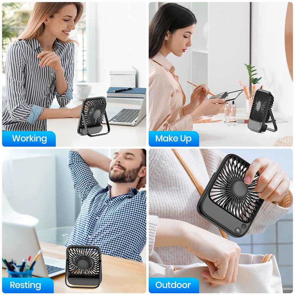 TOPK ventilateur Portable Rechargeable Mini ventilateur électrique pour le Camping, batterie 4600 ma
