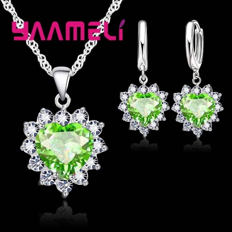 Ensemble de bijoux en argent regardé Chim925 pour femme, breloque en pierre CZ, collier et boucles d