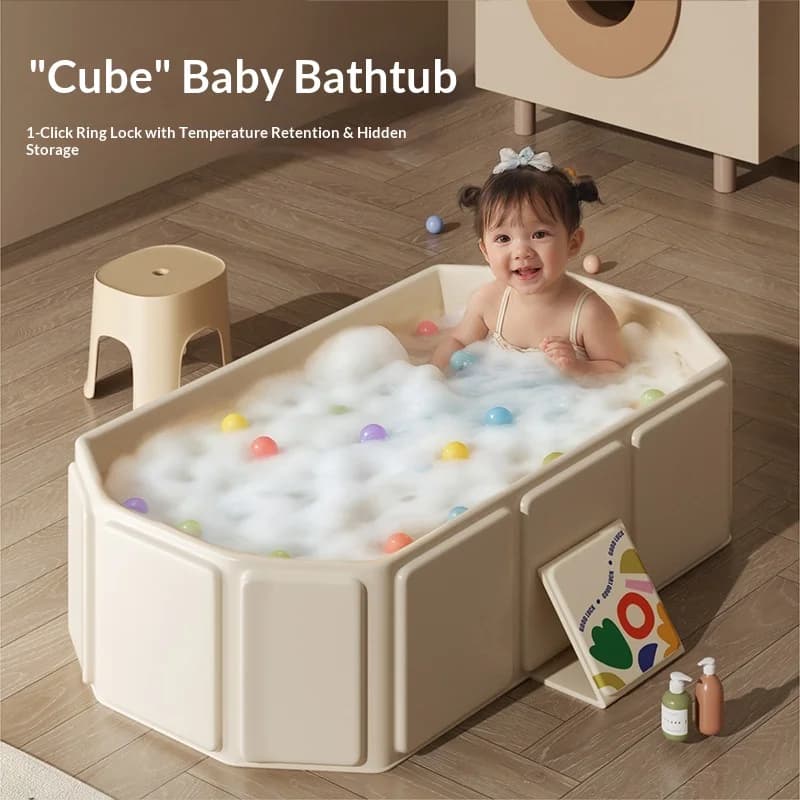 Grande baignoire pour bébé de 0 à 5 ans, baignoire pliable pour bébés assis et s'allonger, bassin de