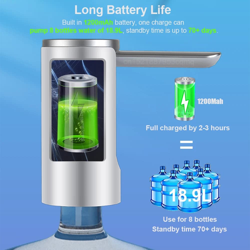 Pompe Électrique pour Bouteille d'Eau, Distributeur existent, Rechargeable, Pliable, Bureau, H3, 19 