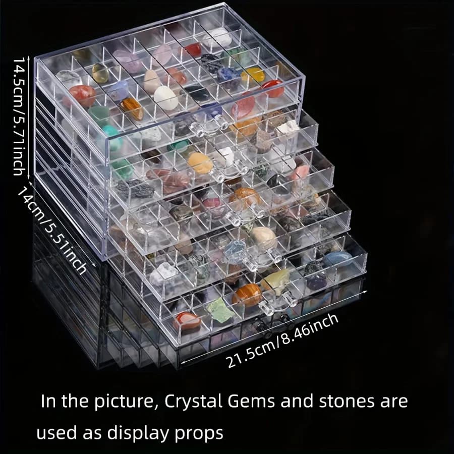 Vitrine en cristal – Boîte de rangement en plastique transparent pour la collection de pierres natur
