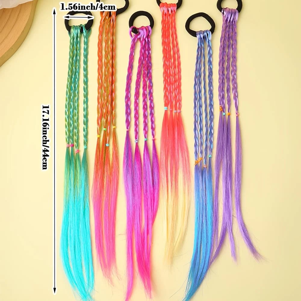 6 pièces d'attaches de cheveux tressées multicolores de Style bohème, adaptées aux filles