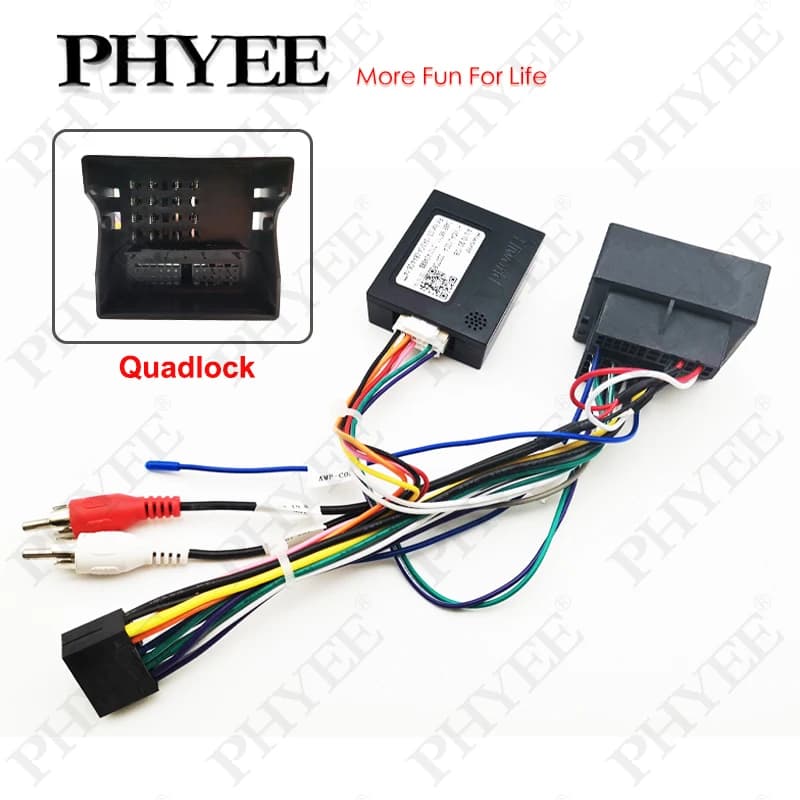 CAN Bus Adaptateur de faisceau de décodeur Quadlock, 16 broches, connecteur de verrouillage, RCA, câ
