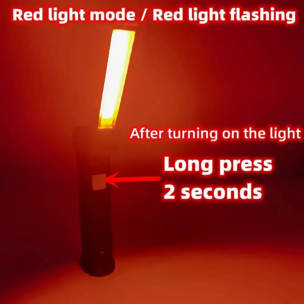 Lampe de poche LED Rechargeable, lampe de travail, crochet suspendu magnétique avec batterie intégré