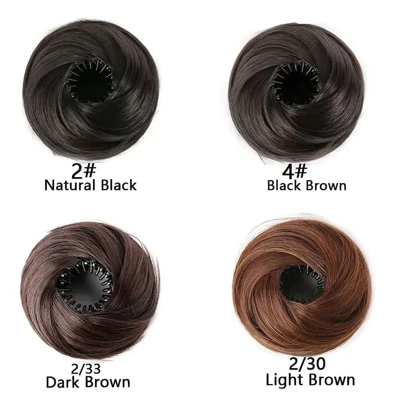 Chignon synthétique avec Clips élastiques circulaires, 1 pièce, perruque de cheveux lisses en forme 