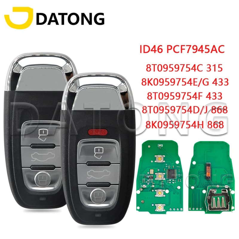 Clé de télécommande de voiture Datong World pour Audi A4 A4L A5 Q5 8T 0959754 C 315MHz 8T 0959754 F 