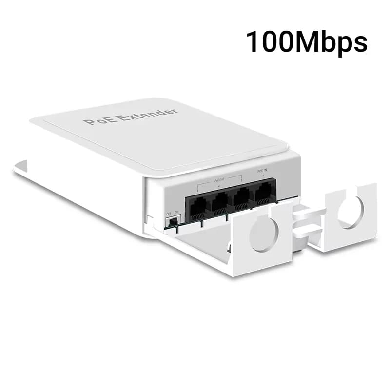 Extension Ethernet PoE Gigabit, répéteur 1 entrée 3 sorties, 3 ports extérieurs étanches, avec alime
