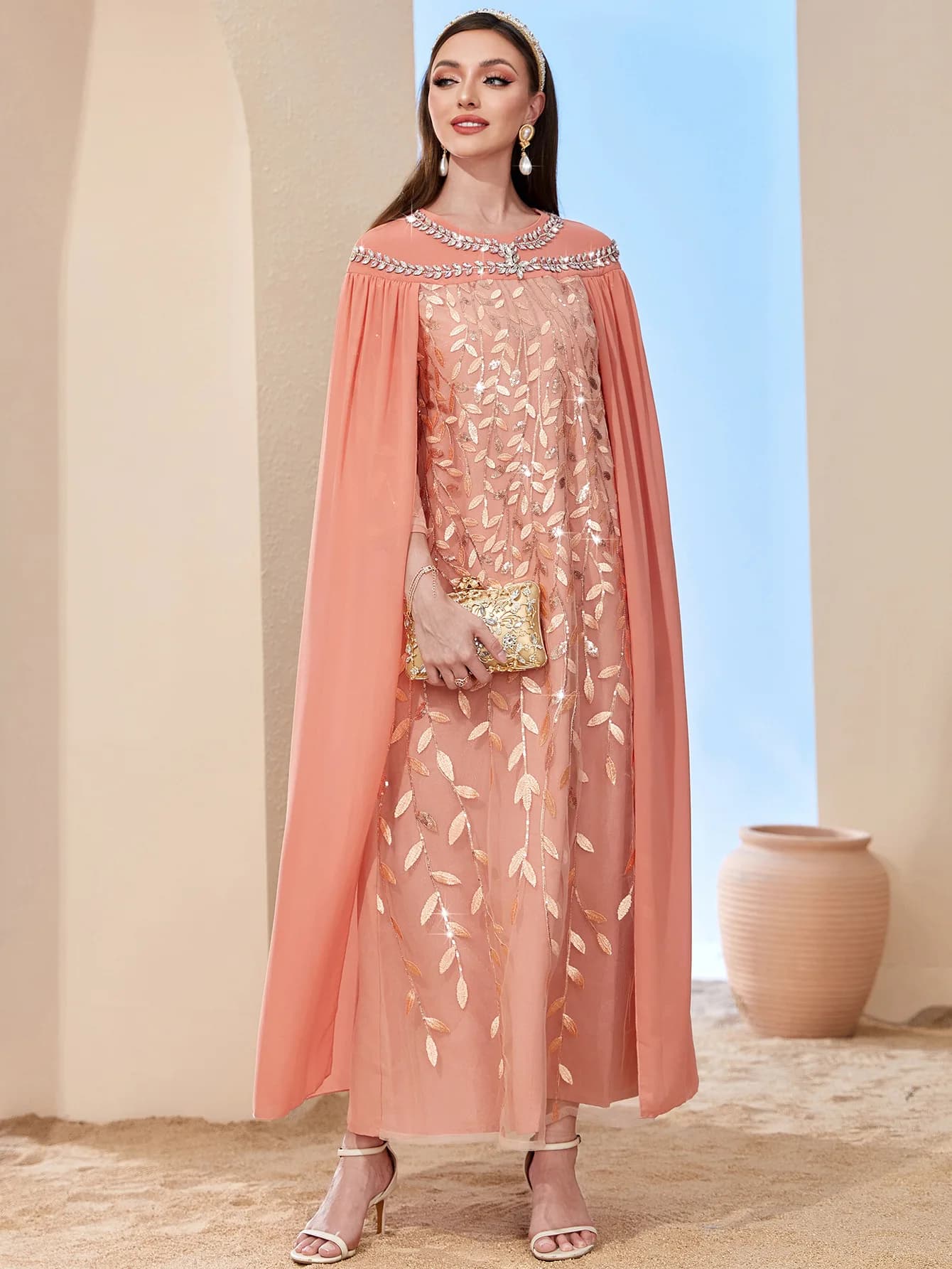 Robe de fête pour femmes musulmanes, Abaya avec cape, robe Jalabiya, longues Abayas musulmanes, robe