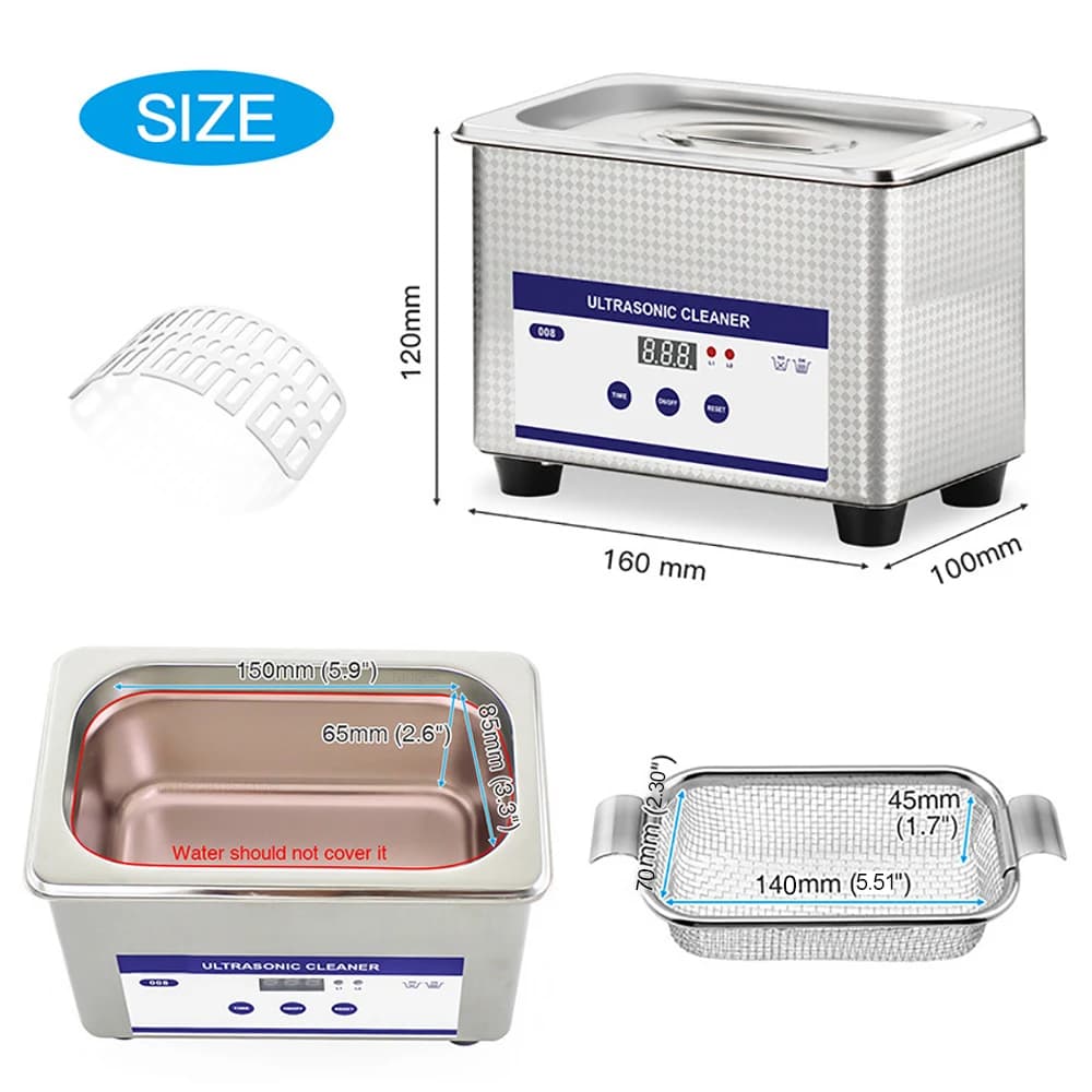 Nettoyeur à ultrasons lunettes nettoyeur de bijoux 40KHZ bain de lavage à ultrasons haute fréquence 