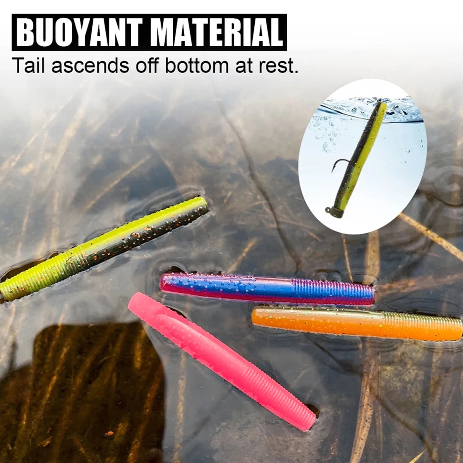 OUYALIN vers bar flottant Leurre de pêche en plastique souple appât artificiel Ned Wacky plate-forme