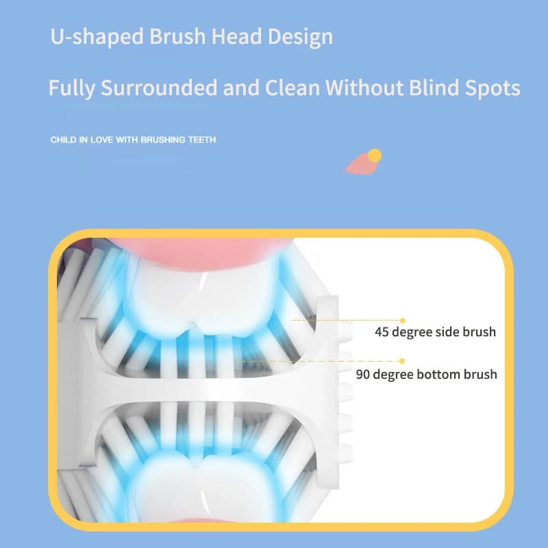 360 °   Brosse à dents sonique électrique automatique en forme de U, Rechargeable pour adultes et en