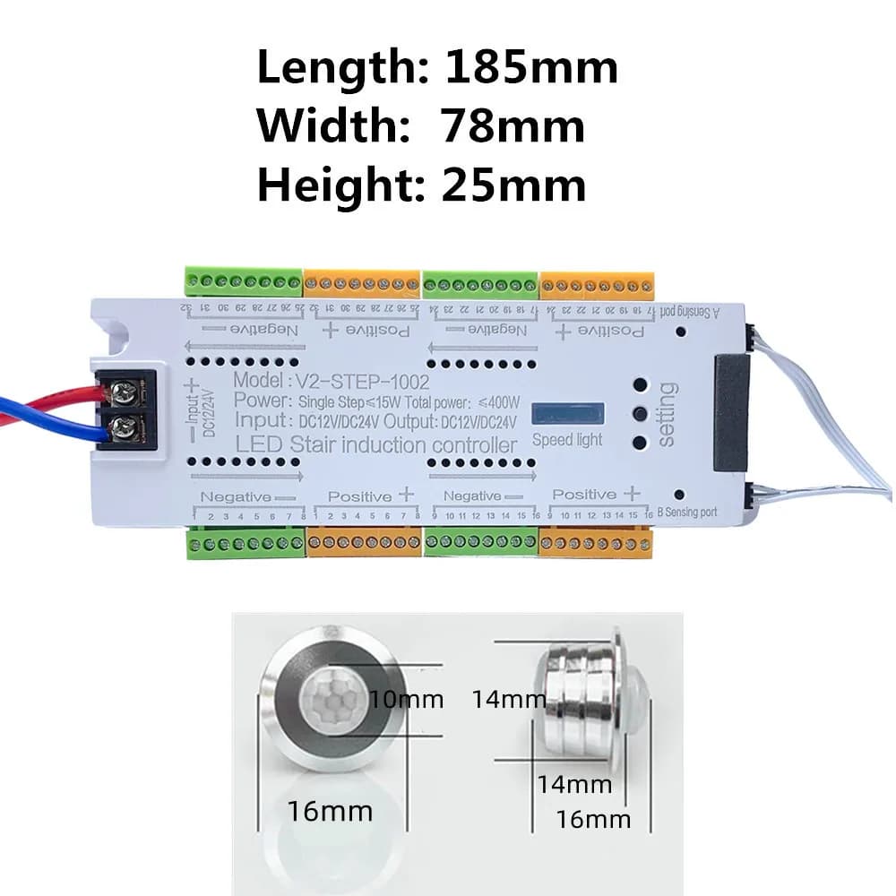 Bande lumineuse LED avec capteur de mouvement PIR pour escaliers, 12V, SMD 5050, blanc/blanc chaud, 