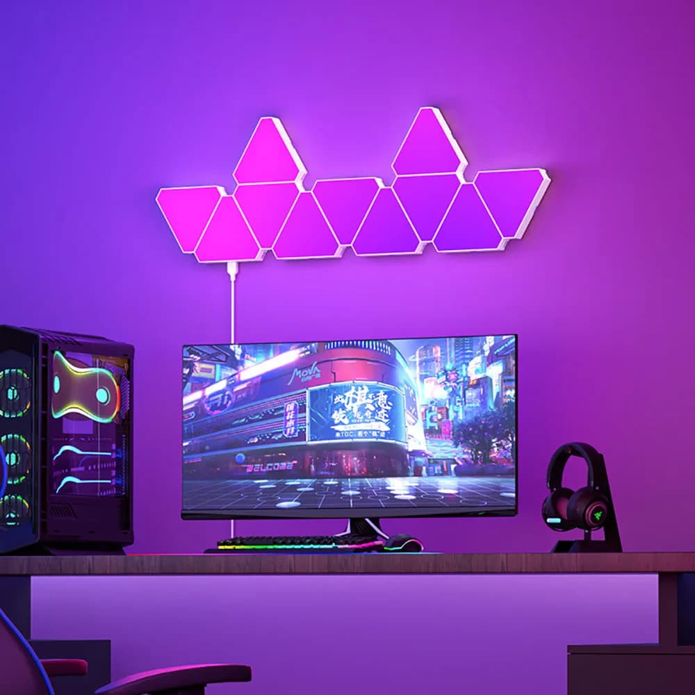 LED triangulaire quantique lampe RGB applique intelligente pick-up rythme lumière de fond pour chamb