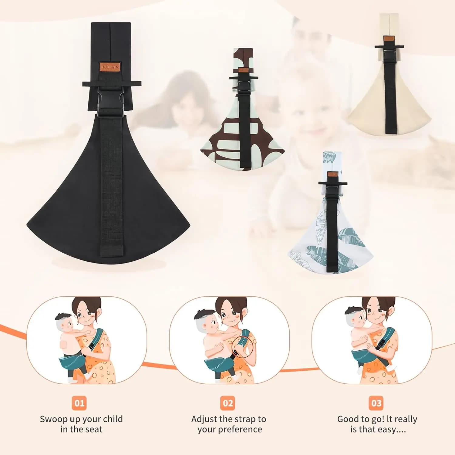 Porte-bébé, écharpe pour bébé, porte-bébé pour tout-petits, porte-siège de hanche réglable et antidé