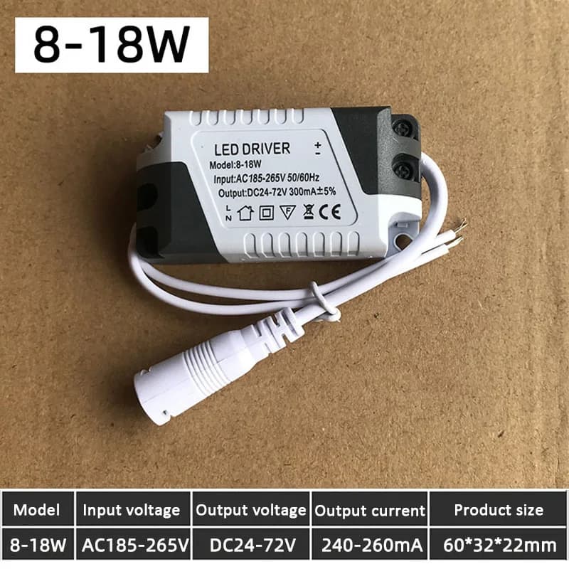 Pilote LED 300mA 8-24W/18W, transformateur d'éclairage, panneau de plafonnier, adaptateur d'alimenta