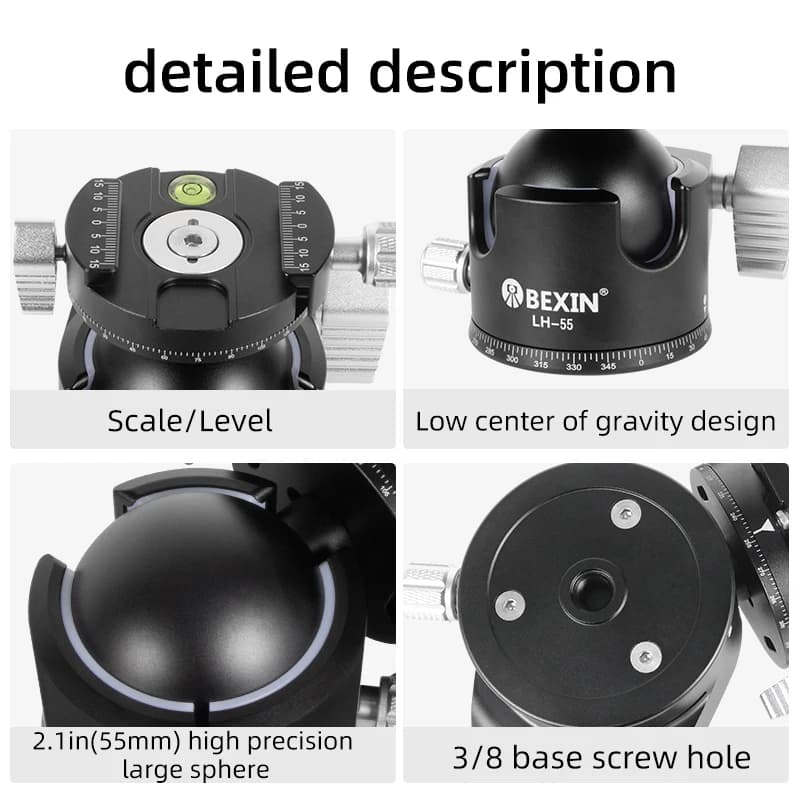 Centre de gravité bas 55mm ~ 28mm trépied rotule Double encoche en U profil Ultra-bas réglage d'amor
