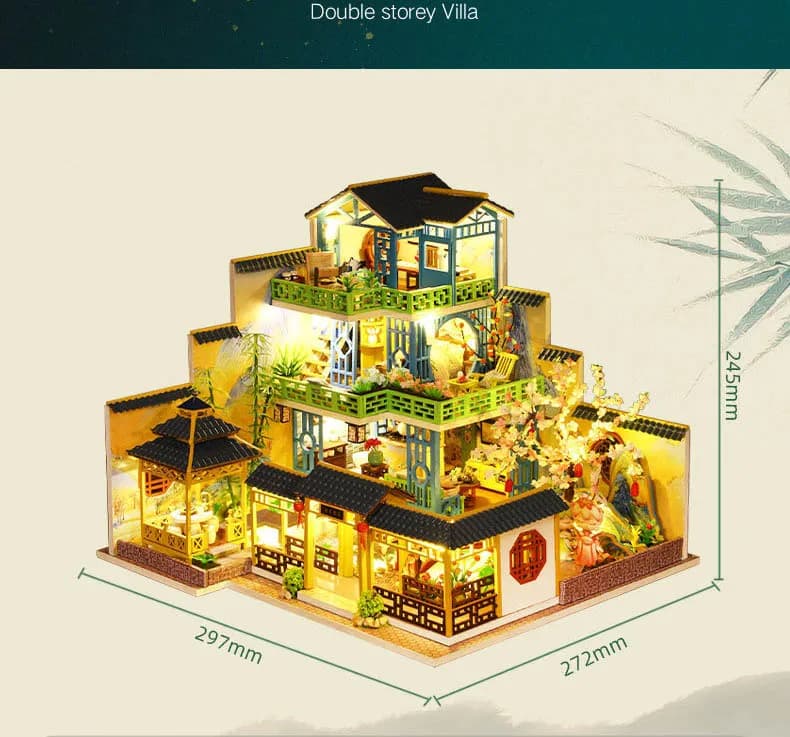 Grande maison de poupée en bois avec meubles légers, Kit de maison de poupée Miniature, maison de st