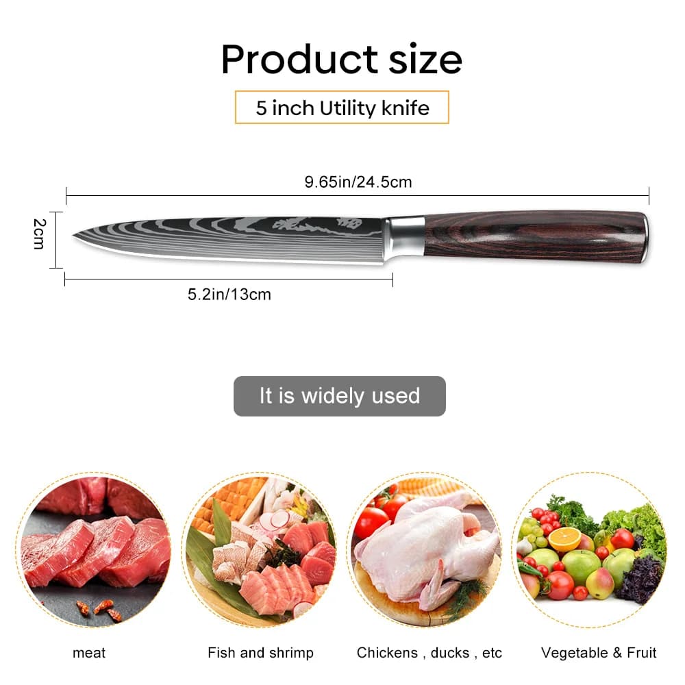 MDHAND 6 Styles couteaux de Chef de cuisine en acier inoxydable à haute teneur en carbone couteau à 