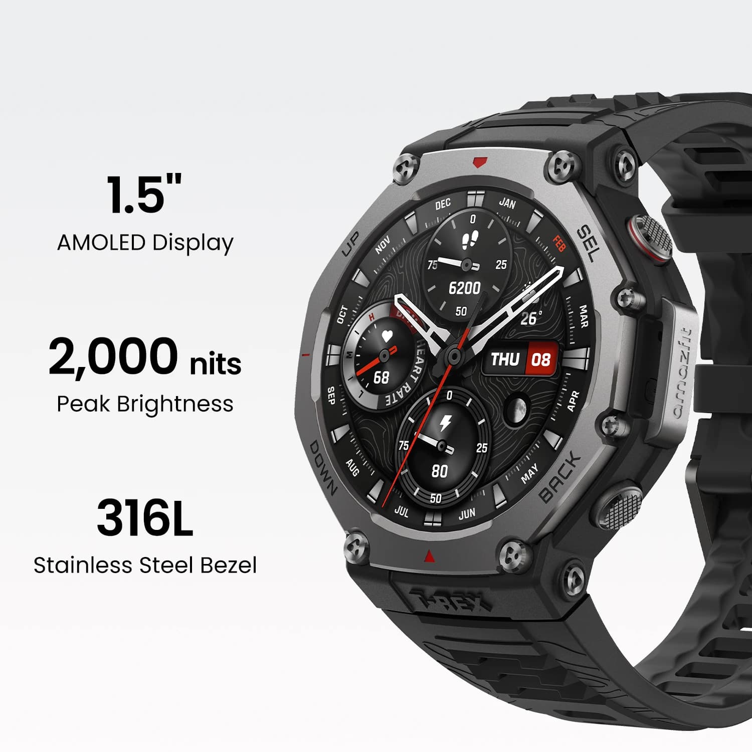 AMAZFIT-montre connectée T-Rex 3, 48mm, écran AMOLED, 27 jours d'autonomie, mode sport, 170