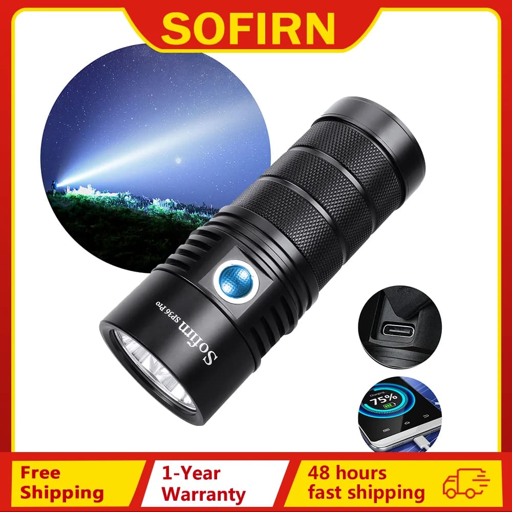 Sofirn-Lampe de Poche LED éventuelles 36 Pro 8000strada, 4 x SST40 USB C, Torche Rechargeable 18650