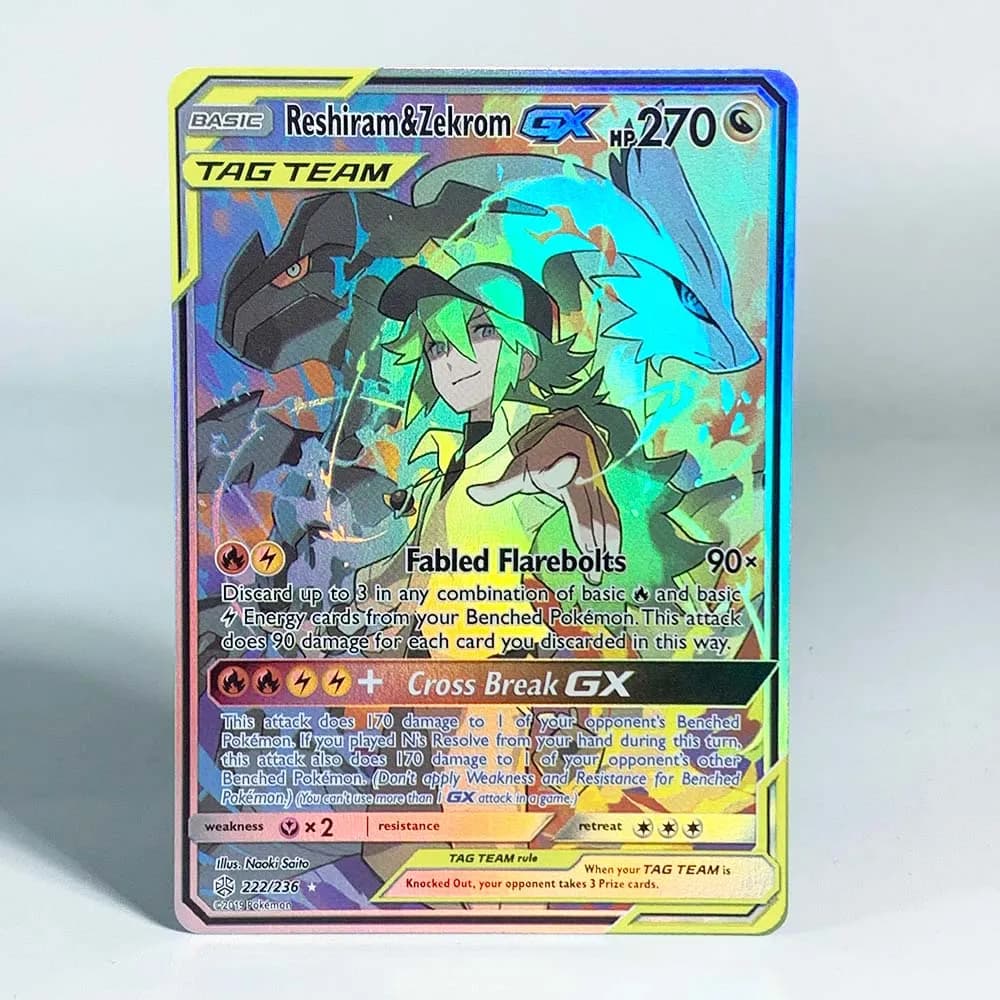 Carte de Collection Pokemon ancienne Mew, cartes de dessin animé classiques limitées Zekrom Reshiram