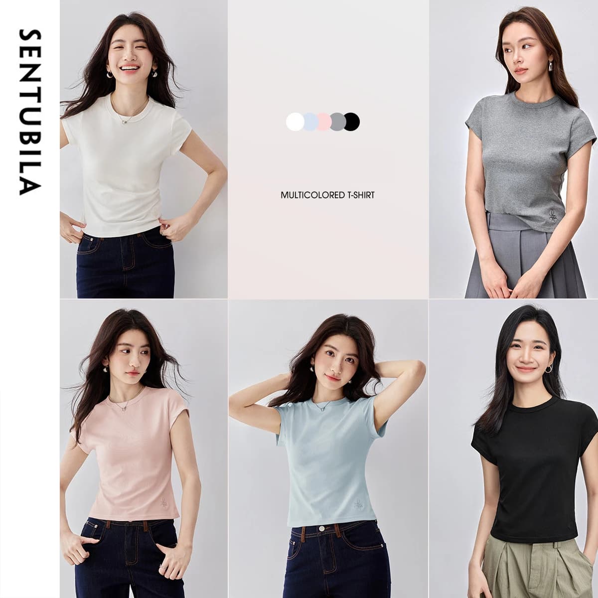 T-shirt à manches courtes pour femme SENTUBILA, collection Printemps-Été 2026, broderie tendance, tr