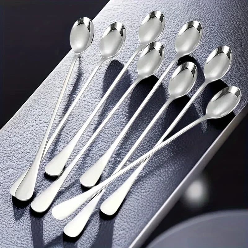Cuillère à café à glace à Long manche en acier inoxydable, cuillère à café, cuillère à remuer la crè