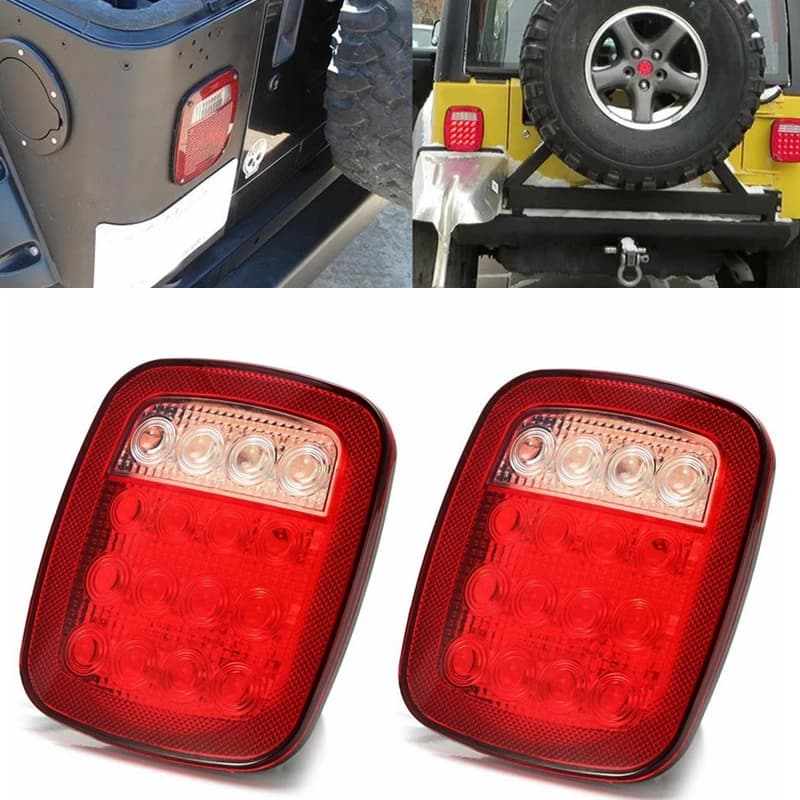 Feu arrière universel à 16 led, 2 pièces, feu de recul pour Jeep Wrangler YJ TJ CJ JK, camion remorq