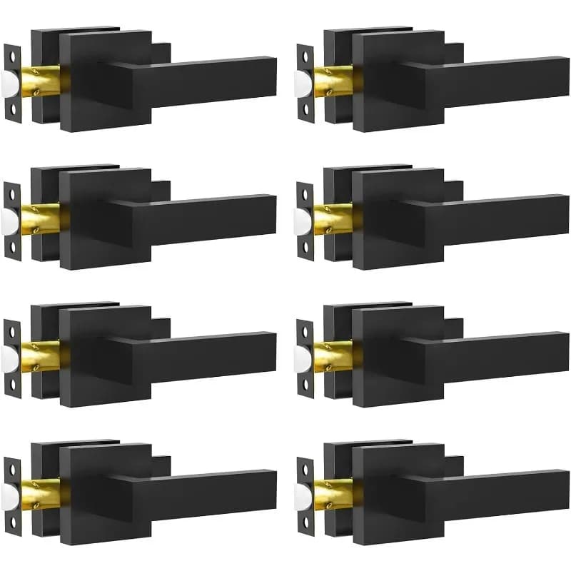 Paquet de 8 poignées de porte intérieures noires mates pour couloir et placard, porte intérieure car