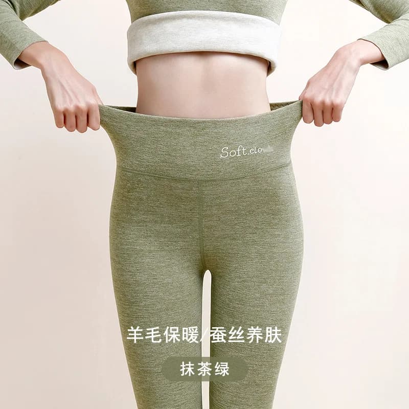 Birdtree, pantalon chaud en mélange de velours de cachemire, pour femmes, pantalon épais et allongé 