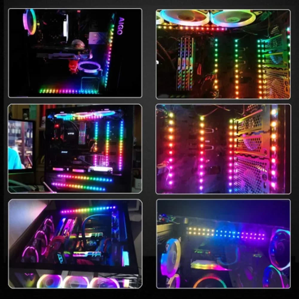 Bande lumineuse LED numérique arc-en-ciel adressable pour PC, 5V, 3 broches, en-tête ARGB, boîtier P