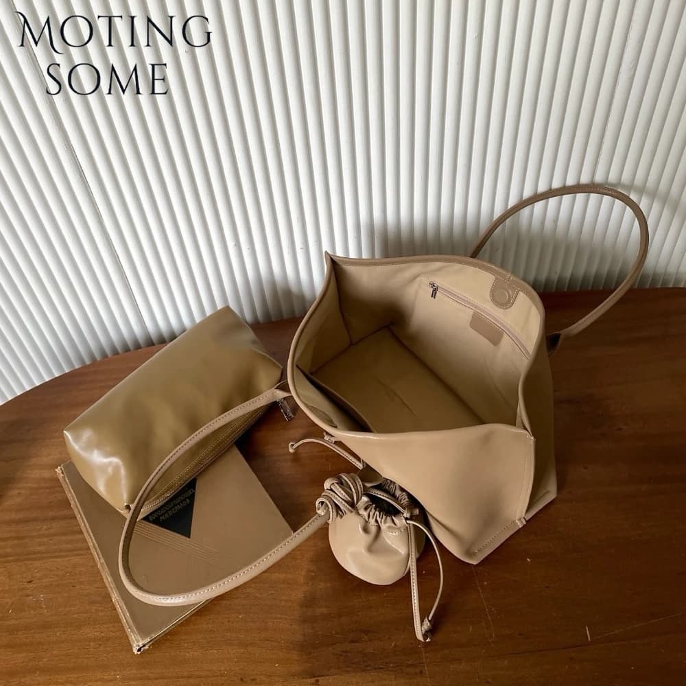 Motingsome grande capacité femmes sac nouveau luxe en cuir véritable sac à main et sac à main pochet