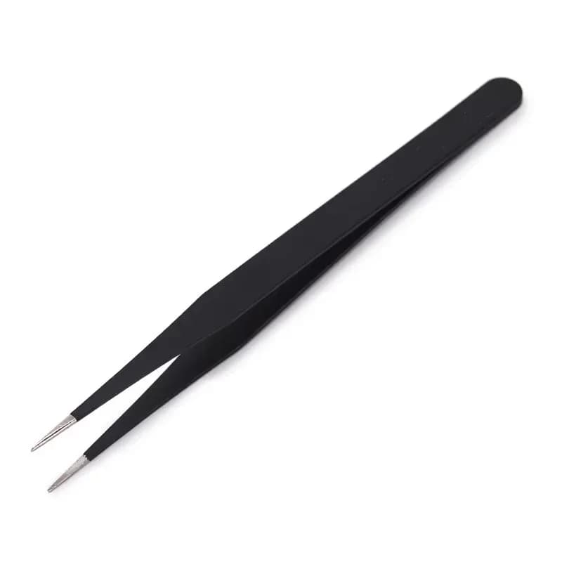 Pincettes antistatiques, pincettes noires de précision pour Nail Art et Extensions de cils, outils d