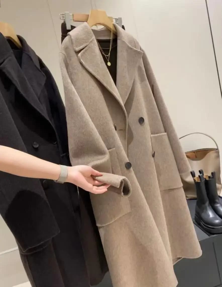 Manteau en laine ample à double boutonnage pour femme, nouveau style Original de haute qualité, 2026