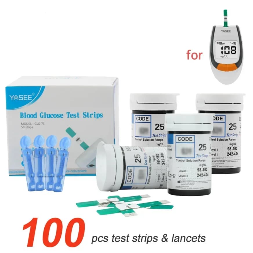 YASEE GLM-77 GLS-77 bande de Test de glycémie 100 pièces + 100 pièces lancette bande de Test de glyc
