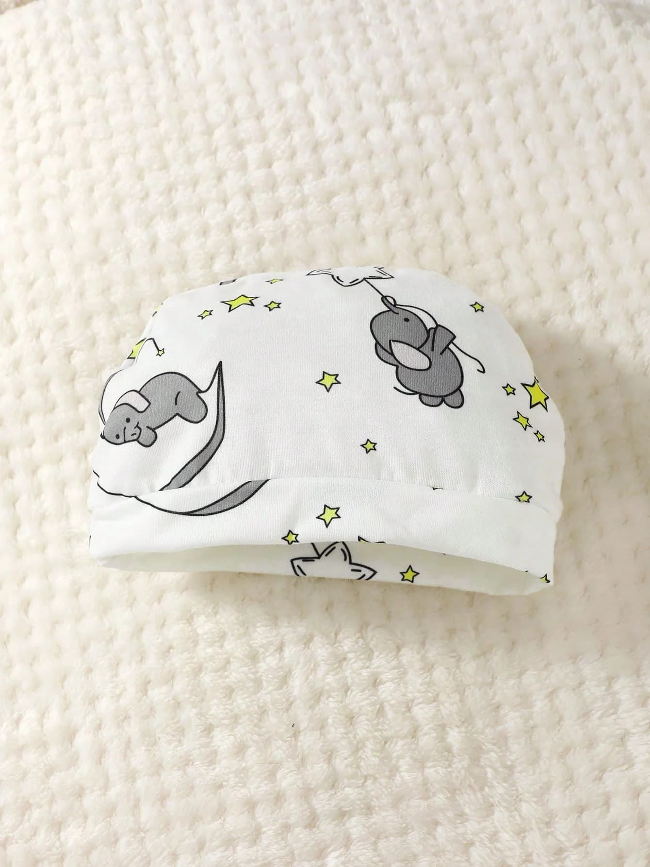 Barboteuse à manches longues avec chapeau, 2 pièces, motif d'éléphant de dessin animé mignon pour bé