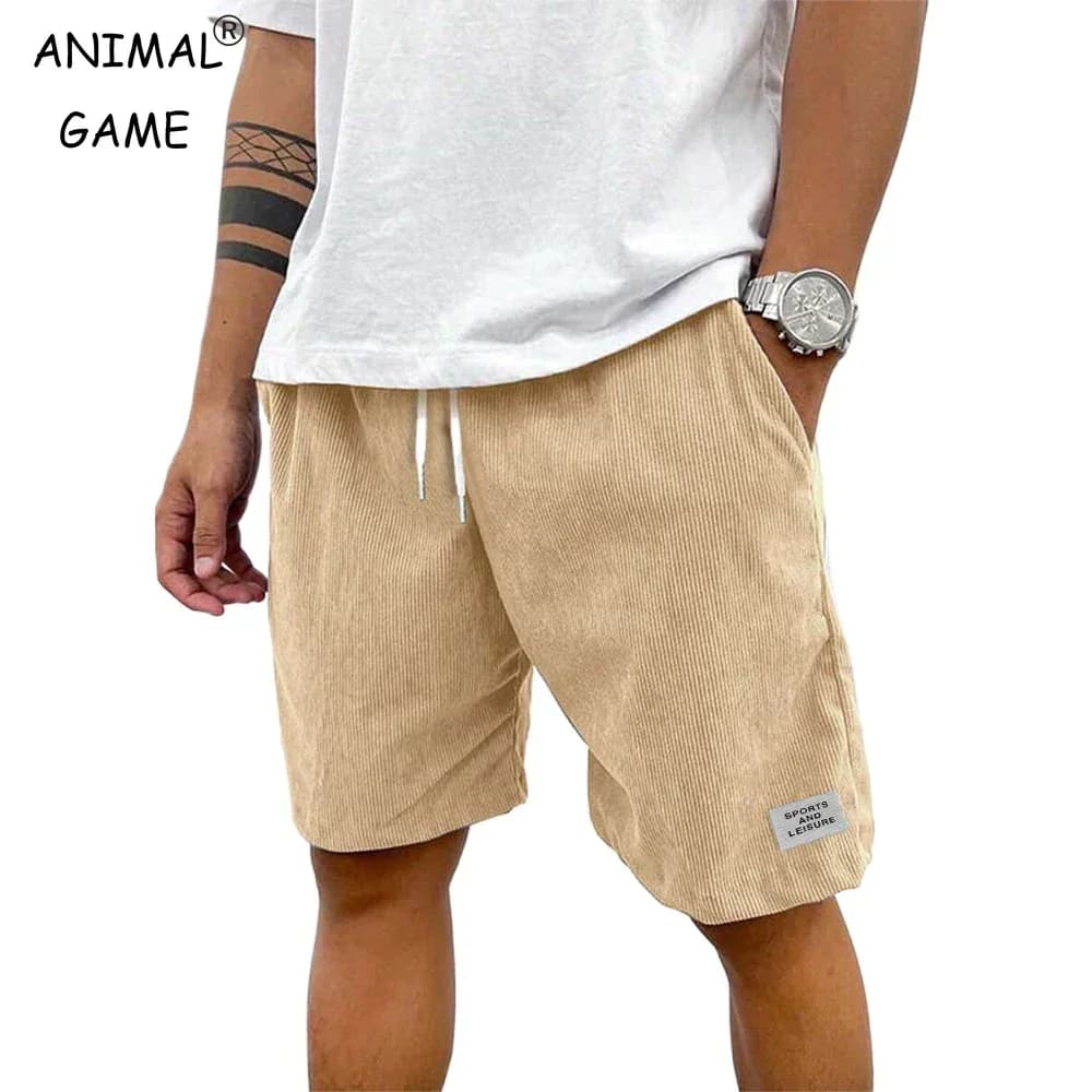 Pantalon de survêtement léger en velours côtelé pour homme, short de plage décontracté pour homme, s