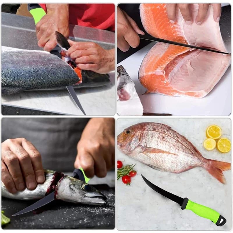 Couteau à désosser pour filet en acier inoxydable, pour poisson, couperet à viande polyvalent, coute