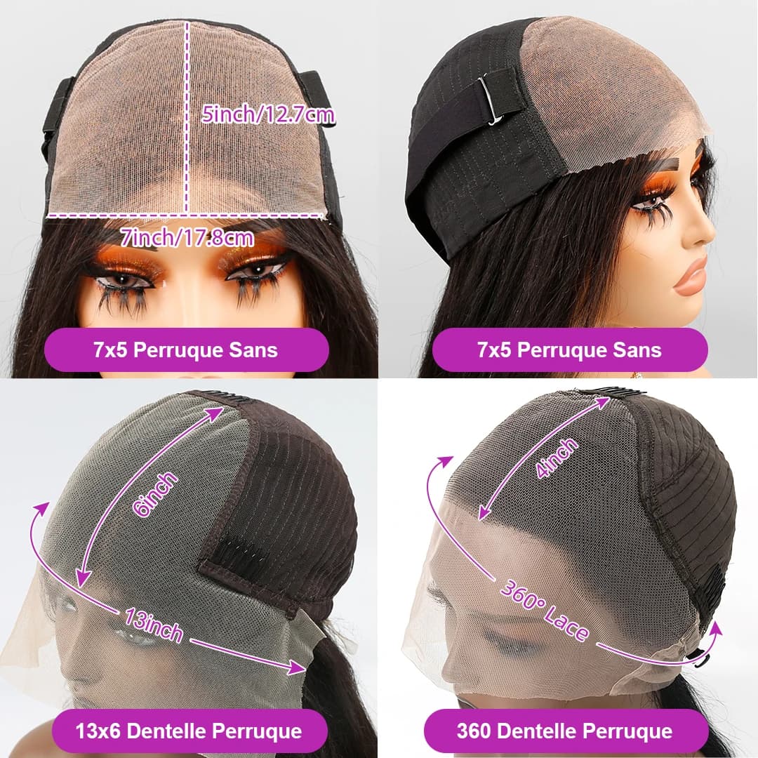 Perruque sans colle cheveux humains prête à porter deep wave brésilienne lace front bouclé HD 360 fu