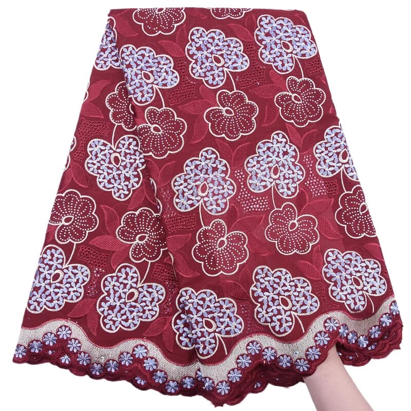 NigWin-Tissu Africain en Dentelle de Coton Suisse Tyys, Haute Qualité pour Robe de Soirée Française,