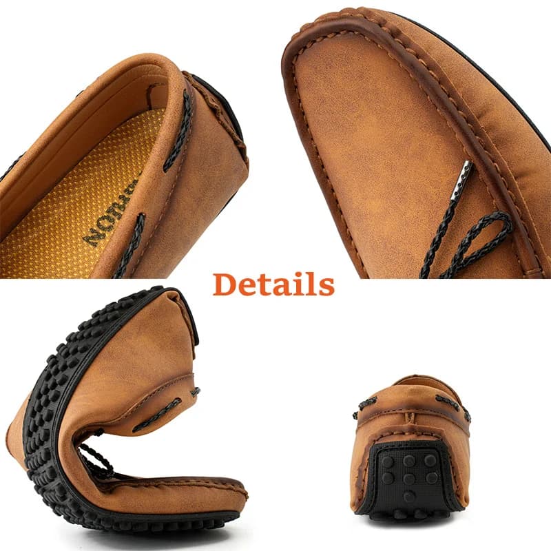 Mocassins respirants en cuir véritable pour hommes, chaussures décontractées à enfiler, mocassins no